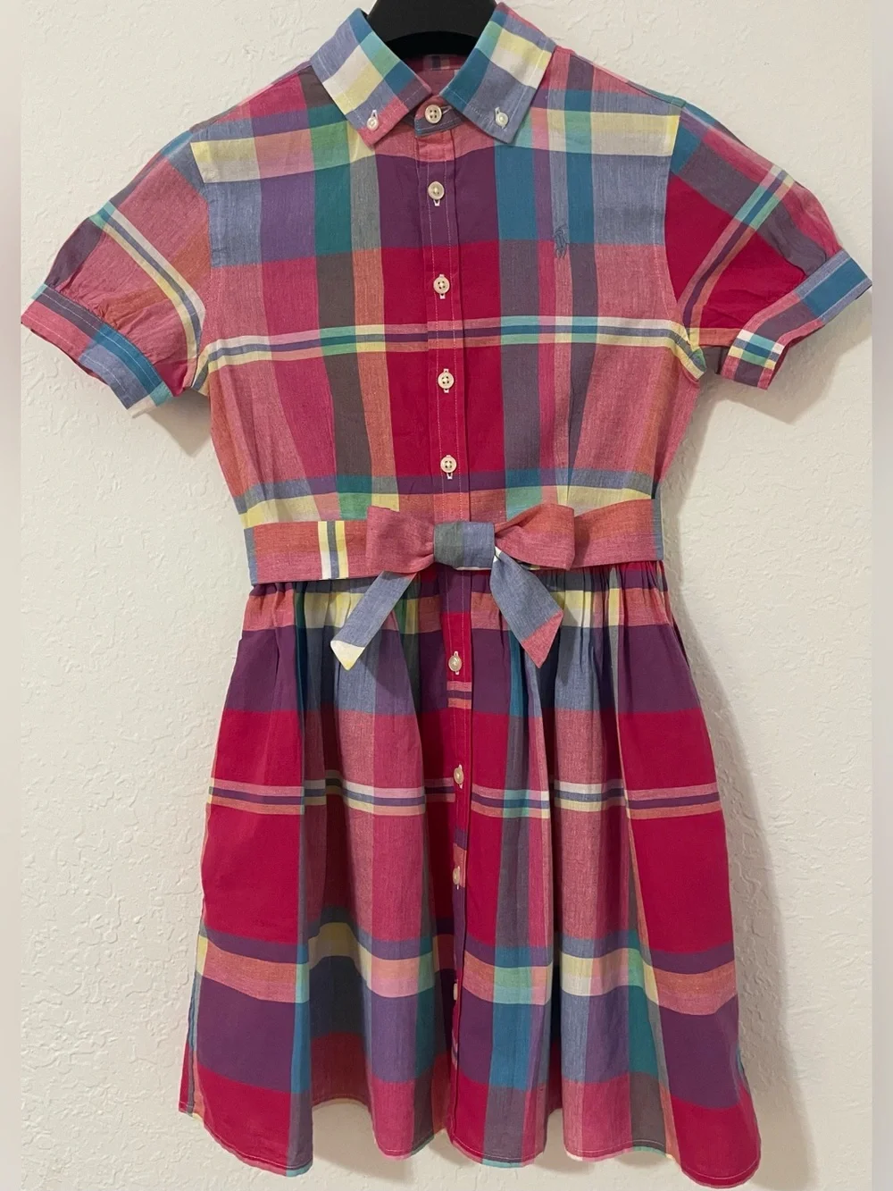 Polo by Ralph Lauren Multi-Color Madras Plaid Shirtdress